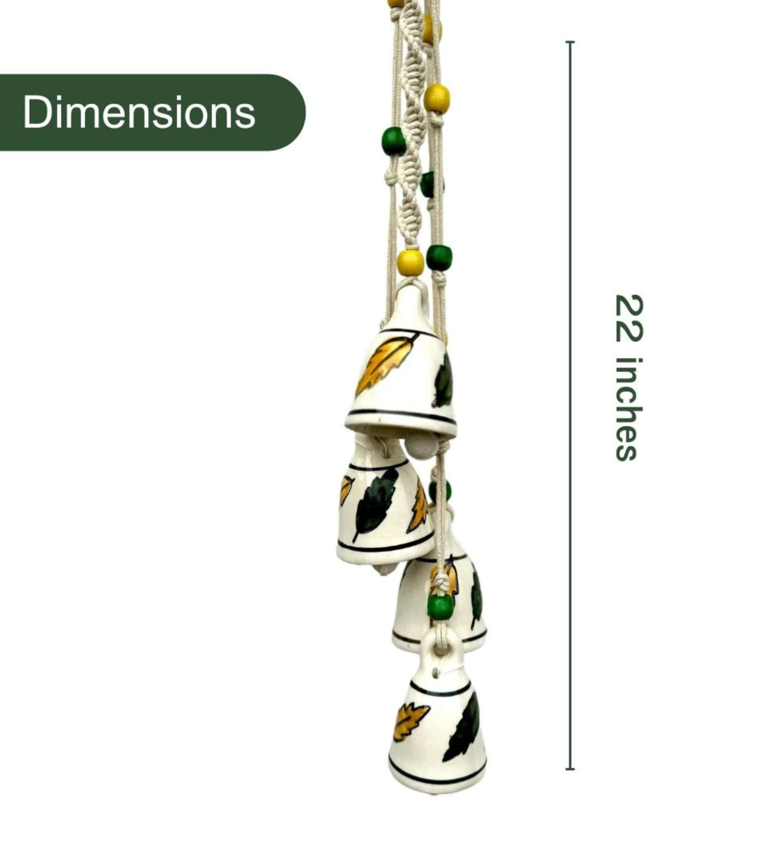 Yellow Macrame Symphony Mini Ceramic Bells (Set of 4)